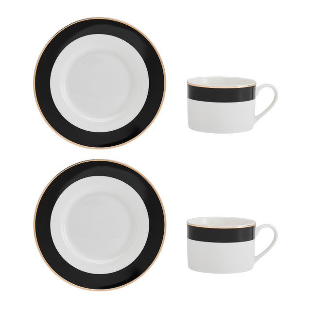  Набор из 2 чайных пар фарфоровых Luxe Deco 200 мл Mikasa Арт.: MKLDBANDCUPPK2