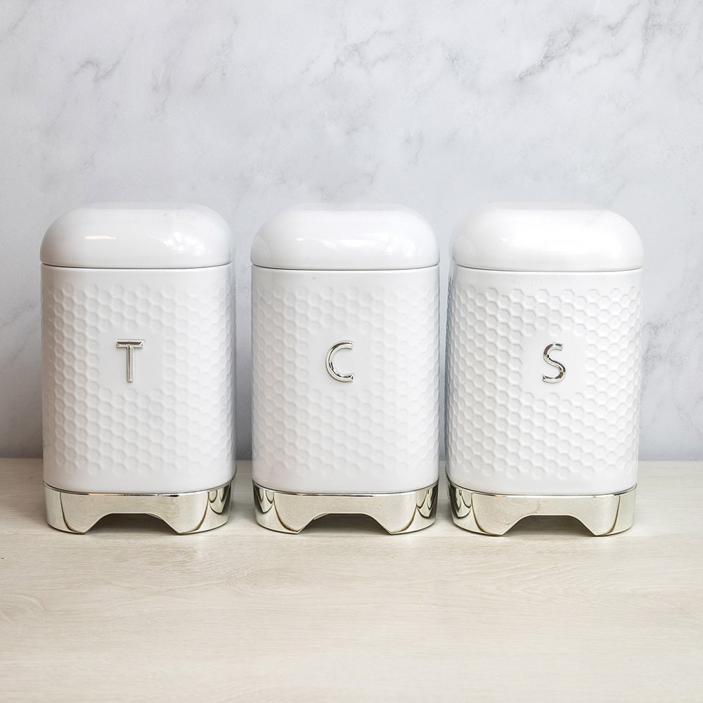  Kitchen Craft Набор емкостей для хранения 3 шт. Textured White Арт.: LOVTCSSETWHT