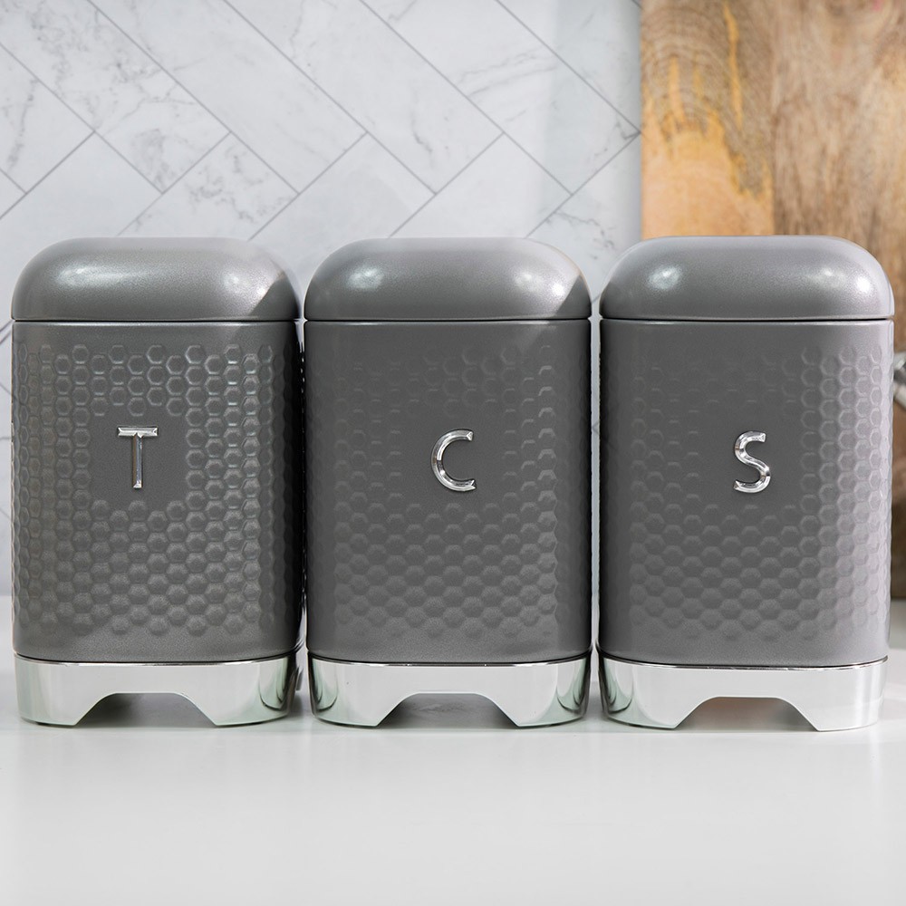  Kitchen Craft Набор емкостей для хранения 3 шт. Textured Grey Арт.: LOVTCSSETGRY