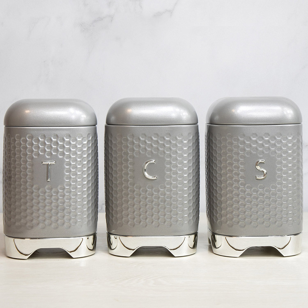  Kitchen Craft Набор емкостей для хранения 3 шт. Textured Grey Арт.: LOVTCSSETGRY