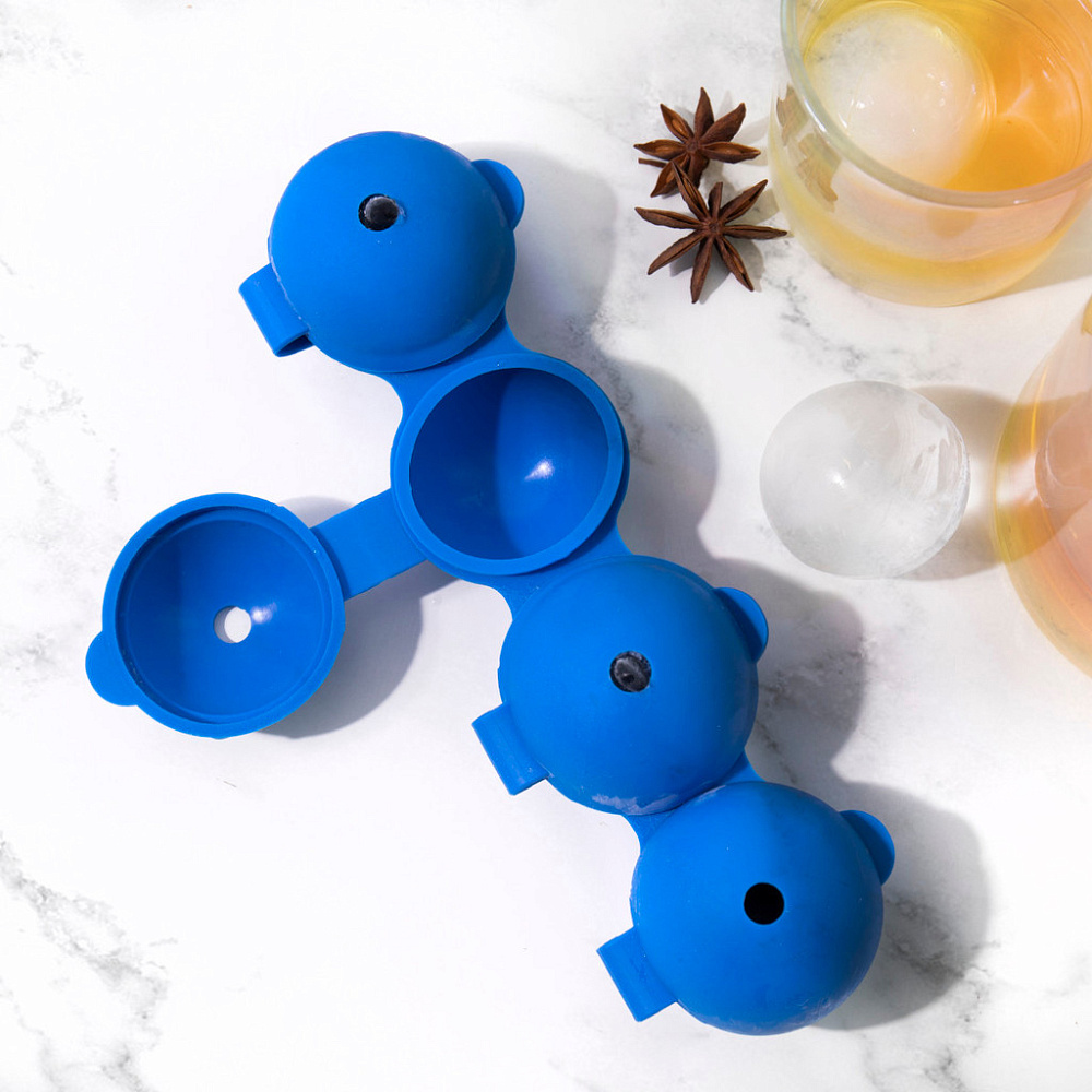 Форма для льда Colorworks Sphere в подарочной коробке, силикон марки LFGB BLUE Арт.: CWICEBALLBLU